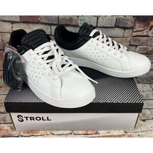 Stroll The Cruiser Spikeless Golf Shoe White Black Leather Mens Size 10.5 New